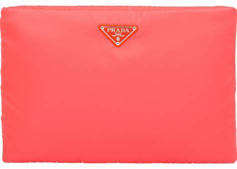 prada clutch padded nylon large orange|prada nylon belt bag women's.